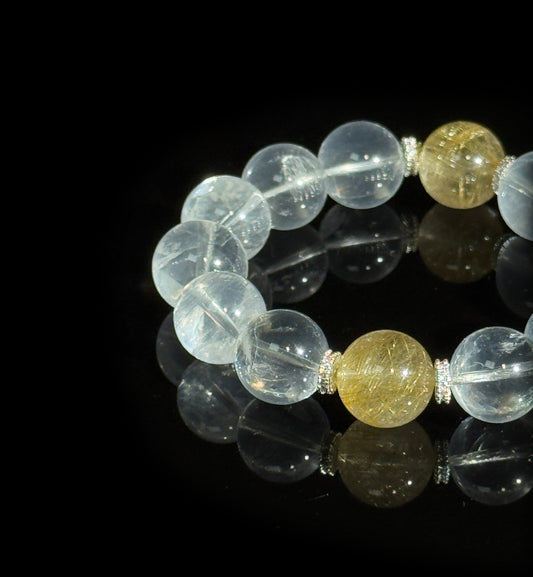 Harmony Duo: Crystal King & Golden Fortune Talisman Bracelet