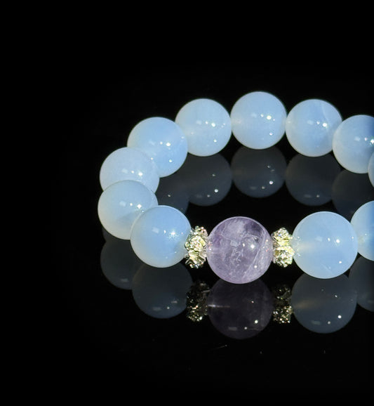 Harmony Duo: Blue Quartz & Royal Amethyst Energy Bracelet
