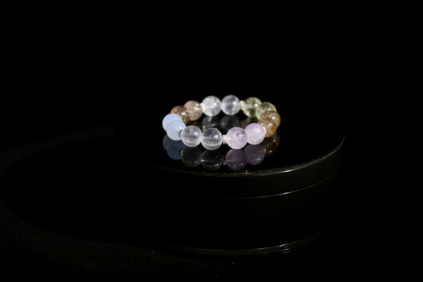 Harmony Quintet: Rose Quartz, Amethyst, Clear & Citrine Energy Bracelet｜Blue Quartz Accent