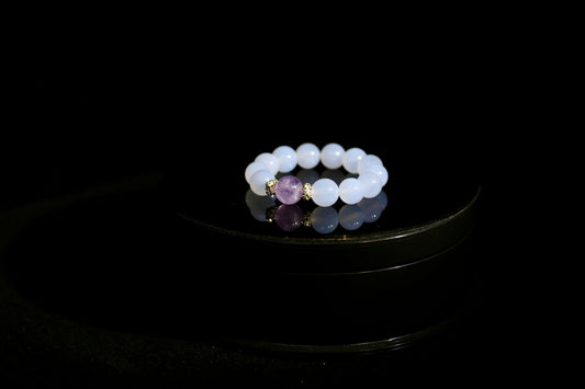 Harmony Duo: Blue Quartz & Royal Amethyst Energy Bracelet