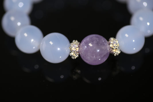 Harmony Duo: Blue Quartz & Royal Amethyst Energy Bracelet