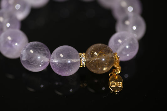 Harmony Duo: Royal Amethyst & Golden Rutilated Quartz Energy Bracelet