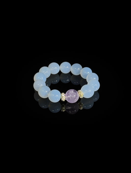 Harmony Duo: Blue Quartz & Royal Amethyst Energy Bracelet